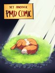 2019 ambiguous_gender brown_body brown_fur comic cover cover_art digital_media_(artwork) eevee english_text eyes_closed feral flavia-elric fluffy fluffy_tail fur generation_1_pokemon grass hi_res light neck_tuft nintendo on_ground outside plant pokemon pokemon_(species) pokemon_mystery_dungeon sleeping solo spike_chunsoft sunlight tail text tuft