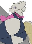 ambiguous_gender blep butt butt_focus clothing eyewear fur glasses looking_at_viewer panties solo solo_focus tongue tongue_out underwear unknown_artist meme_clothing paggi_outfit furred_kobold furred_scalie kobold scalie meme