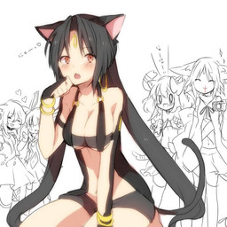blood blush bodily_fluids breasts camera clothing female group nosebleed text takeshima_(nia) nintendo pokemon animal_humanoid cat_humanoid eeveelution espeon felid felid_humanoid feline feline_humanoid generation_2_pokemon generation_4_pokemon generation_6_pokemon glaceon humanoid leafeon mammal mammal_humanoid pokemon_(species) sylveon umbreon 1:1 japanese_text translated