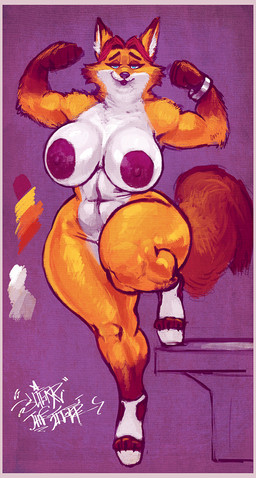anthro areola big_areola big_breasts big_butt biped border breasts butt clock clothing crossgender curvy_figure female food footwear fur high_heels huge_areola looking_at_viewer mostly_nude mtf_crossgender nipples pink_border platform_footwear platform_heels red_body red_fur shoes simple_background solo standing tail thick_thighs voluptuous voluptuous_anthro voluptuous_female watch wide_hips sligarthetiger disney zootopia gideon_grey canid canine fox mammal red_fox true_fox hi_res