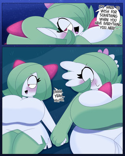 anthro bashful big_breasts blush breasts cleavage clothed clothing dialogue duo eyes_closed female female/female grass green_body green_clothing green_hair hair half-closed_eyes hand_holding hill narrowed_eyes night plant shooting_star smile speech_bubble star text thick_thighs tremble_lines white_body white_clothing 3barts mythology nintendo pokemon mary_(3barts) vanessa_(3barts) gardevoir generation_3_pokemon kirlia mythological_creature mythological_scalie pokemon_(species) scalie 4:5 colored comic digital_drawing_(artwork) digital_media_(artwork) english_text hi_res shaded