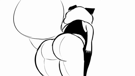 angry anthro big_breasts big_butt blush breasts butt butt_grab butt_squish clothing dialogue embarrassed female female_focus first_person_view fluffy fluffy_tail halter_top hand_on_butt looking_at_viewer looking_back mistake rear_view sharp_teeth snarling squish tail teeth text thick_thighs tight_clothing emmpyfour karen_(emmpyfour) canid canine fox mammal 16:9 2024 2d_animation animated black_and_white english_text hi_res monochrome no_sound short_playtime spot_color video widescreen