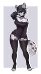 anthro barefoot big_breasts black_body black_clothing black_collar black_eyes black_fur black_hair black_hat black_headwear black_legwear black_panties black_shirt black_stockings black_topwear black_underwear border breasts claws cleavage clothed clothing clothing_bow collar curvy_anthro curvy_female curvy_figure digitigrade feet female fur furgonomics grey_background grey_body grey_fur hair hat headgear headwear hindpaw hourglass_figure hourglass_figured_anthro hourglass_figured_female inner_ear_fluff legwear looking_at_viewer multicolored_body multicolored_fur outside_border panties paws pose shirt shoulderless_sweater simple_background small_waist smile smiling_at_viewer solo squish stockings sweater thick_thighs thigh_squish toe_claws topwear tuft underwear white_body white_border white_fur white_hair wide_hipped_anthro wide_hipped_female wide_hips pgm300 vi_(hiioh) domestic_cat felid feline felis mammal pantherine snow_leopard 2022 absurd_res digital_media_(artwork) hi_res pinup shaded signature