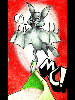black_body black_fur fur male red_background simple_background solo marthan_crowl_(artist) conker's_bad_fur_day rareware conker bat leaf-nosed_bat mammal microbat vampire_bat yangochiropteran 3:4 hi_res traditional_media_(artwork)