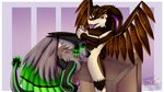 anthro bodily_fluids duo erection feathers fellatio fur genital_fluids genitals grabbed horn male male/male male_penetrated male_penetrating male_penetrating_male narrowed_eyes oral oral_penetration penetration penile penis saliva saliva_on_penis sex surprise tongue wide_eyed wings lulitadarkrose sequential_(character) dutch_angel_dragon 16:9 hi_res widescreen