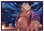 anthro asian_clothing belly blush brown_body brown_fur clothing east_asian_clothing fundoshi fur japanese_clothing jewelry looking_at_viewer male moobs navel necklace nipples offering_hand one_eye_closed overweight overweight_male shirtless solo tusks underwear wink winking_at_viewer tengzai05 lifewonders tokyo_afterschool_summoners ganglie_(tas) mammal suid suina sus_(pig) wild_boar hi_res