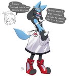anthro blush clothed clothing crossdressing duo embarrassed female footwear maid_uniform male shoes text toeless_footwear toeless_shoes uniform arzy_parzy nintendo pokemon generation_4_pokemon human lucario mammal pokemon_(species) english_text hi_res mother_(lore) mother_and_child_(lore) mother_and_son_(lore) parent_(lore) parent_and_child_(lore) parent_and_son_(lore) son_(lore)