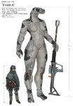 ambiguous_gender anthro areola armor assault_rifle breasts chart cigarette cigarette_in_mouth clothed clothing duo eyewear featureless_crotch female footwear fully_clothed goggles gun headgear height_chart helmet holding_gun holding_object holding_ranged_weapon holding_weapon larger_anthro larger_female machine macro nude object_in_mouth poncho ranged_weapon rifle shoes simple_background size_difference small_breasts smaller_ambiguous smaller_human smoking smoking_cigarette sniper_rifle standing text weapon white_background cettus elvira_(cettus) human living_machine mammal robot 2022 english_text hi_res