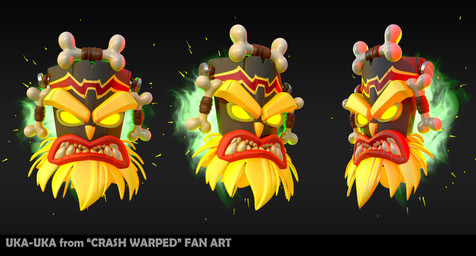 beard black_background blonde_beard blonde_eyebrows blonde_facial_hair bone eyebrows facial_hair flying front_view frowning_at_viewer furrowed_eyebrows light lips magic male mask multiple_poses no_pupils not_furry pose red_lips sharp_teeth simple_background solo teeth text thick_eyebrows three-quarter_view yellow_eyes yellow_nose michele_garzia activision crash_bandicoot_(series) uka_uka animate_inanimate living_mask 2021 3d_(artwork) blender_(artwork) character_name colored digital_media_(artwork) english_description english_text hi_res lighting marmoset_toolbag_(artwork) shaded male_(lore)