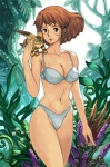 2010 blue_clothing blue_panties blue_underwear bra breasts brown_eyes brown_hair canid canine cleavage clothed clothing duo female fox fox_squirrel_(ghibli) ghibli hair hi_res human human_focus hybrid mammal nausicaä nausicaä_of_the_valley_of_the_wind navel not_furry_focus oggy panties pose rodent sciurid skimpy teto_(ghibli) tight_clothing tree_squirrel underwear