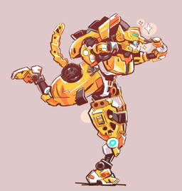 black_body blue_body blue_eyes female glowing glowing_eyes grey_body hand_on_hip machine mouthless multicolored_body on_one_leg raised_leg side_view small_waist solo sparkles spots standing tail thick_thighs tire visor_eyes white_body wide_hips yellow_body eundargogi metal_cardbot tachy_(metal_cardbot) cheetah felid feline humanoid mammal robot robot_humanoid 2026 digital_drawing_(artwork) digital_media_(artwork)