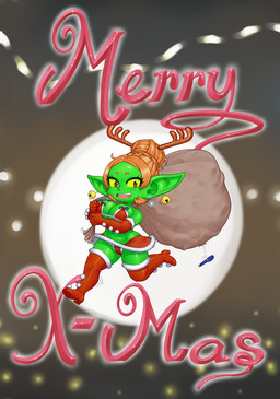 big_breasts big_ears boots breasts christmas_bikini clothing ear_piercing fake_antlers fake_horns female footwear hair hair_bun holidays humanoid_pointy_ears legwear not_furry piercing pointy_ears red_eyes sack santa's_sack shoes shortstack shortstack_female solo thigh_boots thigh_highs yellow_sclera mario-grant christmas ms._nasbh'ke_(mario-grant) goblin humanoid 2025 hi_res
