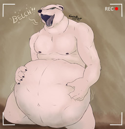 5_fingers ambiguous_gender ambiguous_prey anthro belly big_belly biped black_claws black_nipples burping camera camera_view claws eyewear eyewear_only finger_claws fingers glasses glasses_only humanoid_hands kneeling looking_at_viewer male male_pred navel nipples nude open_mouth recording solo vore wearing_glasses calinbeast bear mammal polar_bear ursine 2017 digital_media_(artwork) hi_res signature