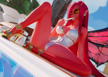 2_antennae accessory breasts clothing dessert ear_piercing ear_ring eating eating_food eyelashes eyewear eyewear_on_head female food footwear glasses hair high_heels ice_cream insect_wings long_ears long_hair looking_at_viewer medium_breasts piercing pink_body pink_hair red_eyes ring_piercing shoes solo sunglasses sunglasses_on_head swimming_pool swimwear thick_thighs toned_female wearing_glasses wearing_sunglasses white_clothing white_swimwear wings yellow_sclera 777bronzestar samzan_(modeler) dota valve valve_corporation mireska_sunbreeze_the_dark_willow fairy humanoid winged_humanoid 3d_(artwork) blender_(artwork) blender_cycles_(artwork) digital_media_(artwork) hi_res