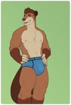 anthro bulge claws clothing looking_at_viewer male muscular open_mouth open_smile smile solo standing underwear homogenousrule beaver mammal rodent hi_res