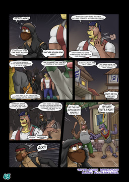 angry anthro bloodshot_eyes brown_body brown_fur brown_hair building clothing club_(weapon) crowd crumpled_paper dialogue disguise footwear fur gesture green_body green_eyes group hair hand_gesture hand_on_face holding_club holding_melee_weapon holding_object holding_rock holding_weapon hood house male mask melee_weapon orange_body outside page_number pain pointing pointing_at_another profanity purple_body purple_hair sandals seven_frame_image shirt shoes silhouette tail tail_tuft text topwear tuft weapon white_clothing white_shirt white_topwear vju79 mythology cobby_(vju79) zudrec_(vju79) canid canine canis cougar dragon felid feline mammal mythological_creature mythological_scalie scalie wingless_dragon wolf comic english_text hi_res url
