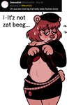 2022 accent anthro bear belly beret blarf022 bra clothed clothing clothing_lift embarrassed english_text female freckles french_accent hat headgear headwear hi_res mammal sherry_bear_(blarf022) shirt shirt_lift slightly_chubby slightly_chubby_female solo text topwear underwear