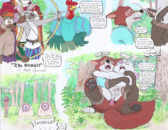 aged_up anal anal_penetration archer archery armwear arrow_(weapon) bare_chest belt bodily_fluids bottomless bottomwear bow_(weapon) cape clothed clothing cum cum_drip cum_on_face danger dirty_talk dripping elbow_gloves forest forest_background genital_fluids gloves gloves_only grass group hands_on_hips handwear handwear_only hero hug hugging_another hugging_from_behind leggings legwear loincloth male male/male midriff moan mostly_nude nipples outside pattern_clothing penetration plant pubes ranged_weapon rebel risky_sex sash self_degradation sex shirt skinny slur sound_effects speech_bubble stealth_sex submissive target text topwear torn_clothing training tree tunic weapon rufe_squirrel disney oliver_and_company robin_hood_(disney) zootopia alan_a_dale robin_hood skippy tiger_dancer_(zootopia) tito_(disney) avian bird canid canine canis chicken chihuahua domestic_dog felid fox galliform hare lagomorph leporid mammal pantherine phasianid rabbit tiger toy_dog absurd_res english_text hi_res