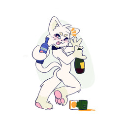 alcohol alcohol_bottle anthro beverage beverage_bottle bottle container drunk femboy male male/male pawpads paws skinny solo substance_intoxication leonelflan boy_kisser_(meme) domestic_cat felid feline felis humanoid mammal hi_res meme