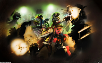 blonde_hair blue_body blue_feathers blue_fur clothing cutie_mark ear_piercing electronics explosives eye_patch eyewear feathered_wings feathers female feral freckles fur gatling_gun green_eyes grenade grenade_launcher group gun hair hat headgear headphones headwear jewelry machine_gun male melee_weapon minigun mouth_hold multicolored_hair piercing purple_body purple_eyes rainbow_hair ranged_weapon red_body red_fur running stripes sword text weapon wings tarantad0 friendship_is_magic hasbro my_little_pony mythology team_fortress_2 valve valve_corporation big_macintosh_(mlp) demoman_(team_fortress_2) fluttershy_(mlp) heavy_(team_fortress_2) rainbow_dash_(mlp) scout_(team_fortress_2) soldier_(team_fortress_2) spike_(mlp) zecora_(mlp) arthropod changeling_(mlp) dragon earth_pony equid equine horse mammal mythological_creature mythological_equine mythological_scalie pegasus pony scalie zebra 2012 crossover english_text hi_res url