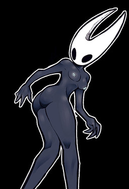 2_horns anthro areola biped black_background black_body black_eyes blue_areola blue_nipples breasts butt empty_eyes female horn nipples nude simple_background small_breasts solo standing thick_thighs white_body wide_hips xrobinsfw hollow_knight_(franchise) team_cherry hornet_(hollow_knight) arthropod insect 2025