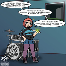 black_eyes clothing drum energy female footwear freckles hair jacket legwear memory_erasure memory_modification musical_instrument oblivious percussion_instrument radiation reality_shift red_hair shoes smile solo stockings text topwear transformation transformation_sequence unaware_transformation frooby scott_pilgrim_(series) kim_pine human mammal absurd_res english_text hi_res signature