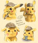 ambiguous_gender clothing feral fur hat headgear headwear magnifying_glass solo tail yellow_body yellow_fur koike_09 nintendo pokemon detective_pikachu generation_1_pokemon pikachu pokemon_(species) 2020