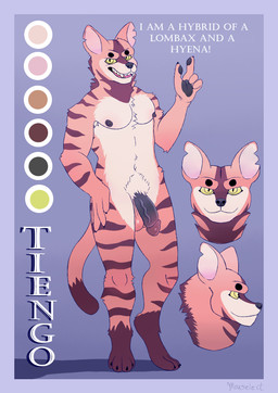 4_fingers aged_up anthro arm_tuft armpit_hair balls belly_tuft black_claws black_eyebrows black_nipples black_nose black_pawpads black_penis blush body_blush body_hair brown_body brown_fur brown_stripes chest_tuft circle_eyebrows claws dialogue dipstick_penis dipstick_tail ear_tuft elbow_blush elbow_tuft erect_nipples exclamation_point eyebrows eyeliner fingers fur genitals gesture glans glistening glistening_balls glistening_eyes glistening_genitalia glistening_glans glistening_penis gradient_background green_eyes green_sclera half-erect hand_gesture hand_on_leg hand_on_thigh head_tuft humanoid_genitalia humanoid_penis knee_blush knee_tuft leg_tuft looking_aside looking_at_viewer makeup male markings mouth_closed muscular nape_tuft navel neck_tuft nipples nipples_blush nude nude_anthro nude_male open_mouth orange_body orange_fur pawpads paws pecs penis penis_blush pointing pointing_up pubes purple_background red_glans sharp_teeth shaved_balls shoulder_tuft showing_teeth side_view simple_background slightly_chubby smile solo standing stated_species striped_body striped_fur stripes tail tail_markings tan_body tan_fur tan_pubes teeth text thick_penis three-quarter_view tongue torn_ear tuft vein veiny_penis waist_tuft wrist_tuft mouselect ratchet_and_clank sony_corporation sony_interactive_entertainment tiengo_(character) hybrid hyena lombax mammal absurd_res digital_drawing_(artwork) digital_media_(artwork) digital_painting_(artwork) english_text hi_res model_sheet painting_(artwork)