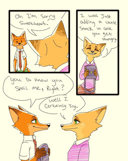 adolescent anthro backpack clothing eyes_closed female fur male school_uniform simple_background text uniform young a-wh-b disney zootopia mrs._wilde nick_wilde canid canine fox mammal red_fox true_fox 2017 4:5 comic english_text mother_(lore) parent_(lore) son_(lore)