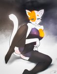 anthro arched_eyebrow big_breasts blush breasts camel_toe clothing female legwear lingerie looking_at_viewer solo stockings thigh_highs tricolor_fur prnbillion delilah_delcat domestic_cat felid feline felis mammal absurd_res hi_res