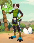 ambiguous_gender anthro balls biped blue_chastity_cage casual_chastity chastity_cage chastity_device duo egg feral fingers floppy_ears genitals green_body male membrane_(anatomy) membranous_wings plant size_difference smile tail tree wings diacordst paw_patrol rex_(paw_patrol) bernese_mountain_dog canid canine canis domestic_dog mammal molosser mountain_dog prehistoric_species pterosaur reptile scalie swiss_mountain_dog 2024 4:5 absurd_res hi_res