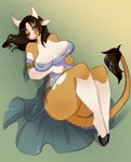 anthro breasts brown_body butt clothing female nipples solo translucent translucent_clothing white_body bunnywhiskerz amy_(lcut) bovid bovine mammal digital_media_(artwork) hi_res shaded gynomorph_(lore)