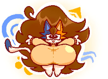 anthro big_breasts biped blush blush_lines breasts brown_hair clothed clothing dipstick_tail eyebrows eyelashes eyewear feet female front_view glasses hair huge_breasts hyper hyper_breasts markings multicolored_body open_mouth pointy_ears prick_ears simple_background solo standing sweater tail tail_markings topwear white_body manicorange manicorange_(character) calico_cat domestic_cat felid feline felis mammal 2024 aliasing digital_media_(artwork)