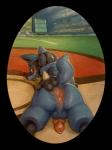 animal_genitalia animal_penis anthro anus balls biped butt canine_genitalia canine_penis erection exhibitionism genitals knot looking_back lying male nude on_front penis presenting presenting_anus solo spread_butt spreading stadium fabercastel third-party_edit nintendo pokemon canid generation_4_pokemon lucario mammal pokemon_(species) 3:4 hi_res oil_painting_(artwork) painting_(artwork) traditional_media_(artwork)