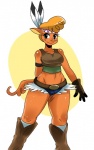 accessory anthro anthrofied clothing feathers female headband looking_at_viewer smile solo tail sssonic2 friendship_is_magic hasbro my_little_pony little_strongheart_(mlp) american_bison bison bovid bovine mammal 2013 digital_media_(artwork) hi_res