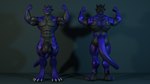 anthro balls big_balls big_penis black_penis blue_body butt flexing flexing_bicep flexing_both_biceps genitals looking_at_viewer male muscular nude paws penis simple_background smile solo tail dergdrister mythology drister_(dergdrister) dragon mythological_creature mythological_scalie scalie 3d_(artwork) digital_media_(artwork) hi_res model_sheet