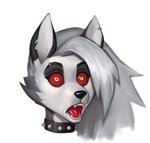 2020 3:4 anthro black_ears black_eyebrows black_eyeshadow black_nose canid canid_demon canine collar demon digital_media_(artwork) digital_painting_(artwork) ear_piercing ear_ring eyebrow_piercing eyebrows eyeshadow facial_piercing female fur grey_body grey_fur grey_hair hair headshot_portrait hellhound helluva_boss loona_(helluva_boss) makeup mammal monotone_background monster mythological_canine mythological_creature mythology notched_ear open_mouth piercing portrait red_sclera red_tongue ring_piercing sabergin shaded simple_background solo spiked_collar spikes teeth tongue were werecanid white_background white_body white_eyes white_fur white_inner_ear wide_eyed