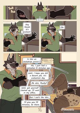 after_sex anthro balls bodily_fluids body_hair butt butt_hair clothing cum delivery_(commerce) delivery_employee dialogue erection footwear genital_fluids genitals male male/male multiple_piercings penis piercing scar socks solo text toichibear hunter_(toichibear) noodle_(davezdumpster) canid canine canis hyena mammal spotted_hyena wolf absurd_res comic english_text hi_res