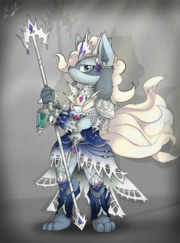 3_toes anthro armor barefoot clothed clothing crown feet female fur green_eyes grey_body grey_fur hair headgear holding_object holding_weapon lamp lantern looking_at_viewer melee_weapon multi_tail multicolored_body multicolored_fur polearm princess royalty simple_background solo spear spikes tail toes weapon white_body white_fur white_hair e-01 nintendo pokemon canid canine generation_4_pokemon lucario mammal pokemon_(species) hi_res