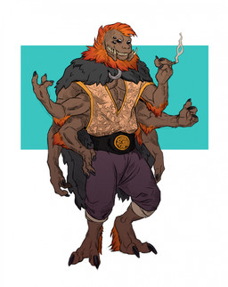 anthro clothed clothing hairy male mohawk multi_eye multi_limb muscular smoking solo intricatevision terek arachnid arthropod mygalomorph spider tarantula hi_res