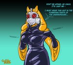 anthro breasts clothing dialogue female gas_mask hazmat_suit latex latex_clothing latex_skinsuit looking_at_viewer mask onomatopoeia skinsuit solo sound_effects text tight_clothing goatsludge undertale_(series) toriel boss_monster_(undertale) bovid caprine goat mammal 2024 absurd_res hi_res