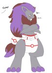 angry anthro biped blue_eyes blush claws clean_diaper clothed clothing crossed_arms dialogue diaper diaper_only front_view fur grey_body grey_fur hair looking_away male mostly_nude offscreen_character pokeball pokeball_diaper premier_ball purple_claws purple_hair simple_background solo standing text topless wearing_diaper white_background hardscales nintendo pokemon fan_character zor_(nya4) generation_5_pokemon pokemon_(species) shiny_pokemon zoroark 2023 absurd_res english_text hi_res