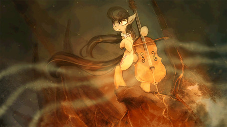 black_hair bow_(feature) bow_(stringed_instrument) bow_tie bowed_string_instrument cello cutie_mark female feral hair lava musical_instrument purple_eyes rock smoke solo standing string_instrument wind equum_amici foxinshadow friendship_is_magic hasbro my_little_pony octavia_(mlp) earth_pony equid equine horse mammal pony 2016 2d_animation animated digital_media_(artwork) huge_filesize motion_tweening