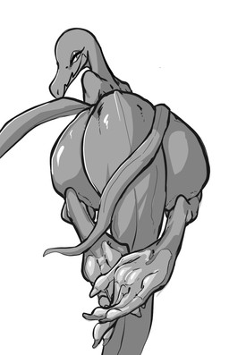 bedroom_eyes big_tail butt butt_focus butt_shot feet female feral narrowed_eyes seductive simple_background solo tail teasing yamabat nintendo pokemon generation_7_pokemon pokemon_(species) salazzle scalie hi_res monochrome