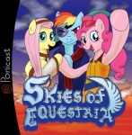 anthro anthrofied blue_body blue_eyes blue_fur box_art brand_parody dreamcast_logo eye_patch eyewear female fur group hair logo long_hair multicolored_hair pink_body pink_eyes pink_fur pink_hair rainbow_hair unknown_artist friendship_is_magic hasbro my_little_pony sega sega_dreamcast skies_of_arcadia fluttershy_(mlp) pinkie_pie_(mlp) rainbow_dash_(mlp) earth_pony equid equine horse mammal pony cover crossover video_game_cover