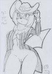 anthro areola areola_slip blush bodily_fluids bottomless breasts butt butt_from_the_front clothed clothing female genital_fluids genitals hat headgear headwear holowear_(pokemon) innie_pussy jewelry navel neck_tuft necklace nipples no_bra open_clothing open_topwear pokemorph pussy smile smiling_at_viewer solo tipping_hat topwear tuft vaginal_fluids lunaris_parukia nintendo pokemon pokemon_unite yami_(lunaris_parukia) absol generation_3_pokemon pokemon_(species) 2022 graphite_(artwork) traditional_media_(artwork)