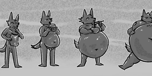anthro belly belly_expansion big_belly burger chips_(food) eating eating_food expansion food genitals growth huge_belly male moobs navel nipples noodles overweight penis ramen skinny sleeping solo stuffing transformation weight_gain notwhatevers canid canine canis mammal wolf monochrome sequence