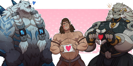 5_fingers anthro claws clothed clothing fingers group humanoid_hands humanoid_pointy_ears male muscular muscular_anthro muscular_humanoid muscular_male pointy_ears topless topless_humanoid topless_male trio same22shark baldur's_gate baldur's_gate_3 larian_studios league_of_legends mihoyo riot_games tencent zenless_zone_zero banyue_(zenless_zone_zero) halsin_(baldur's_gate) volibear bear felid humanoid lion mammal pantherine robot_anthro hi_res signature