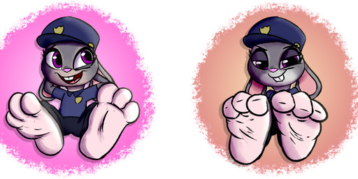 3_toes anthro bedroom_eyes bite biting_lip buckteeth clothing costume curling_toes feet female foot_fetish foot_focus fur grey_body grey_fur loli looking_away narrowed_eyes police police_uniform seductive smile smiling_at_viewer soles solo teasing teasing_with_feet teeth toes uniform young young_anthro young_female anonymous_artist disney zootopia judy_hopps lagomorph leporid mammal rabbit hi_res