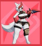 anthro armor big_breasts breasts claws clothed clothing dagger eye_scar facial_scar female leather leather_armor melee_weapon one_eye_closed red_eyes scar skimpy solo tail_weapon unconvincing_armor weapon white_body diamond_grenadier nintendo pokemon generation_3_pokemon pokemon_(species) zangoose absurd_res hi_res